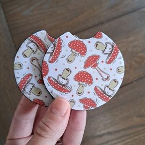 Mushroom Car Coaster Set | Mushroom Car Accessories | Mushroom Decor